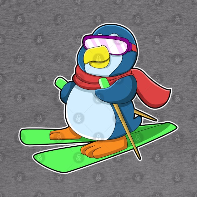 Penguin as Skier with Ski Scarf & Sunglasses by Markus Schnabel